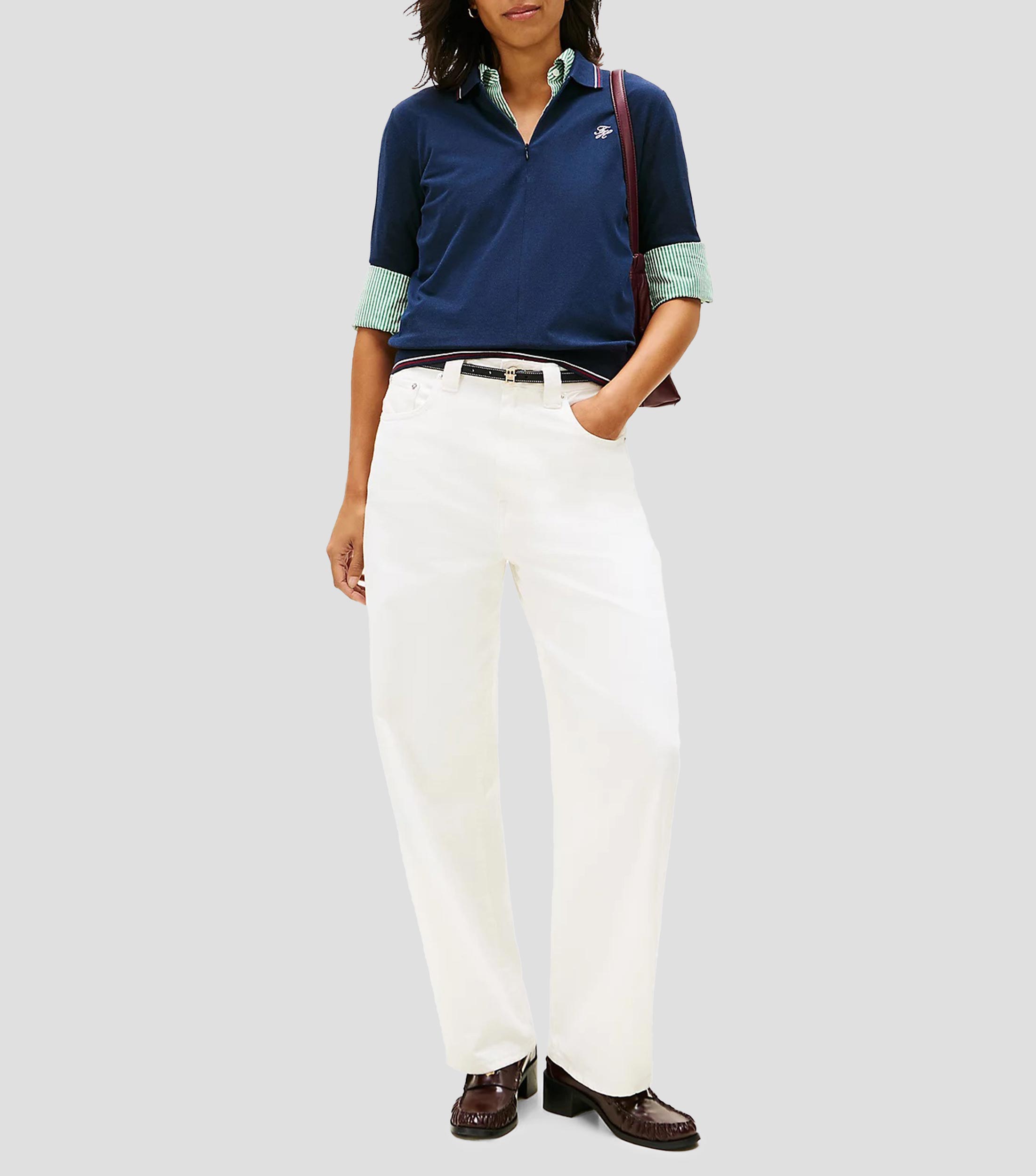 Playera tipo polo manga corta lisa Mujer